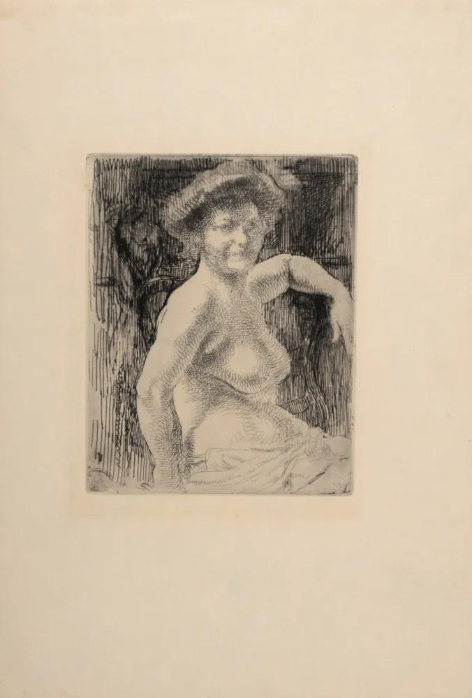 Gravura Besnard - Femme blonde à sa toilette, 1911