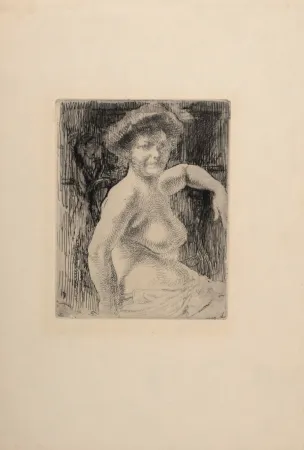 Gravura Besnard - Femme blonde à sa toilette, 1911