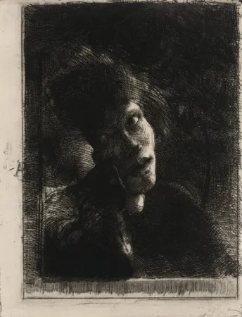 Gravura Besnard - La Muse Accoudée