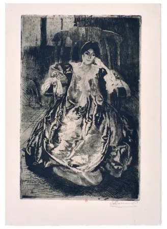 Água-Forte Besnard - La rêveuse : eau-forte