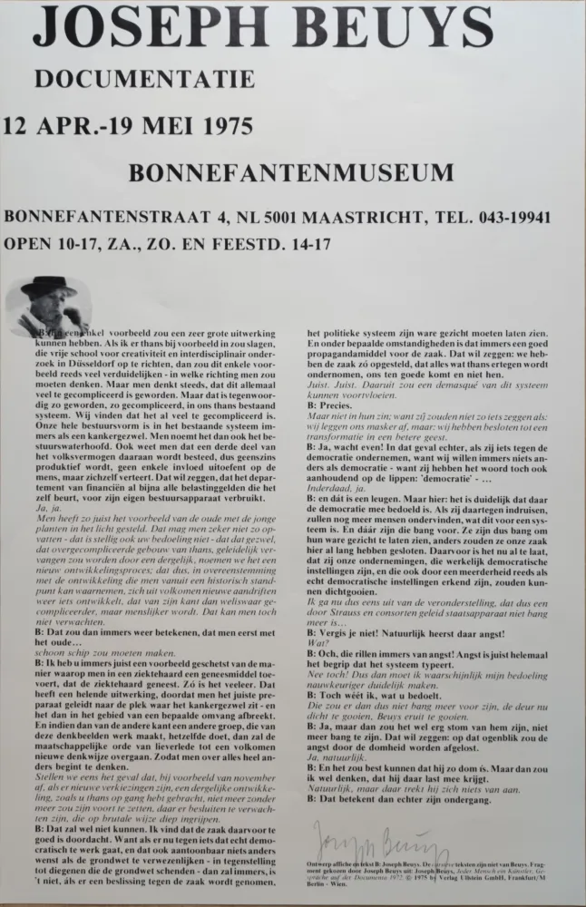 Offset Beuys - Joseph Beuys, Documentatie, 12 Apr.-19. Mei 1975, Bonnefantenmuseum