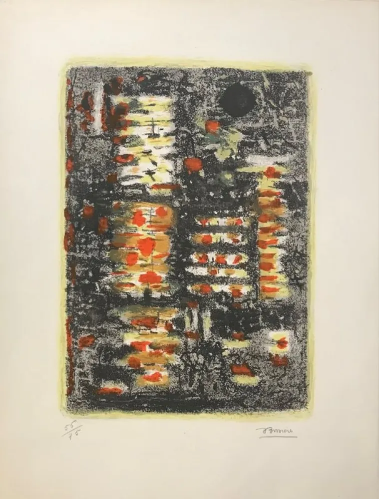 Litografia Bissiere - Lumière dans la forêt 