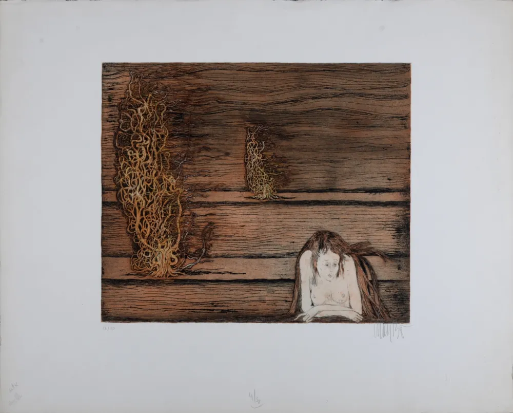 Gravura Bo - Le vent se lève, 1968 - Hand-signed !