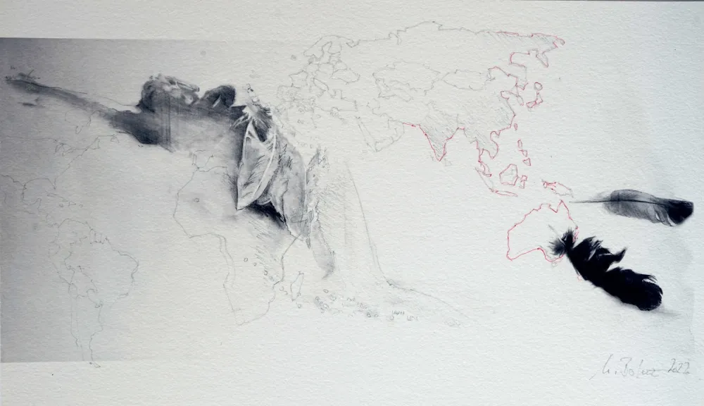 Gravura Bolenz - Ikarus mit Weltkarte