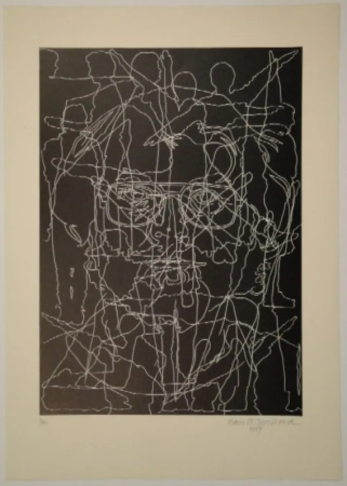 Linogravura Bosshard - Selbstbildnis mit Schülern