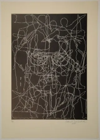 Linogravura Bosshard - Selbstbildnis mit Schülern