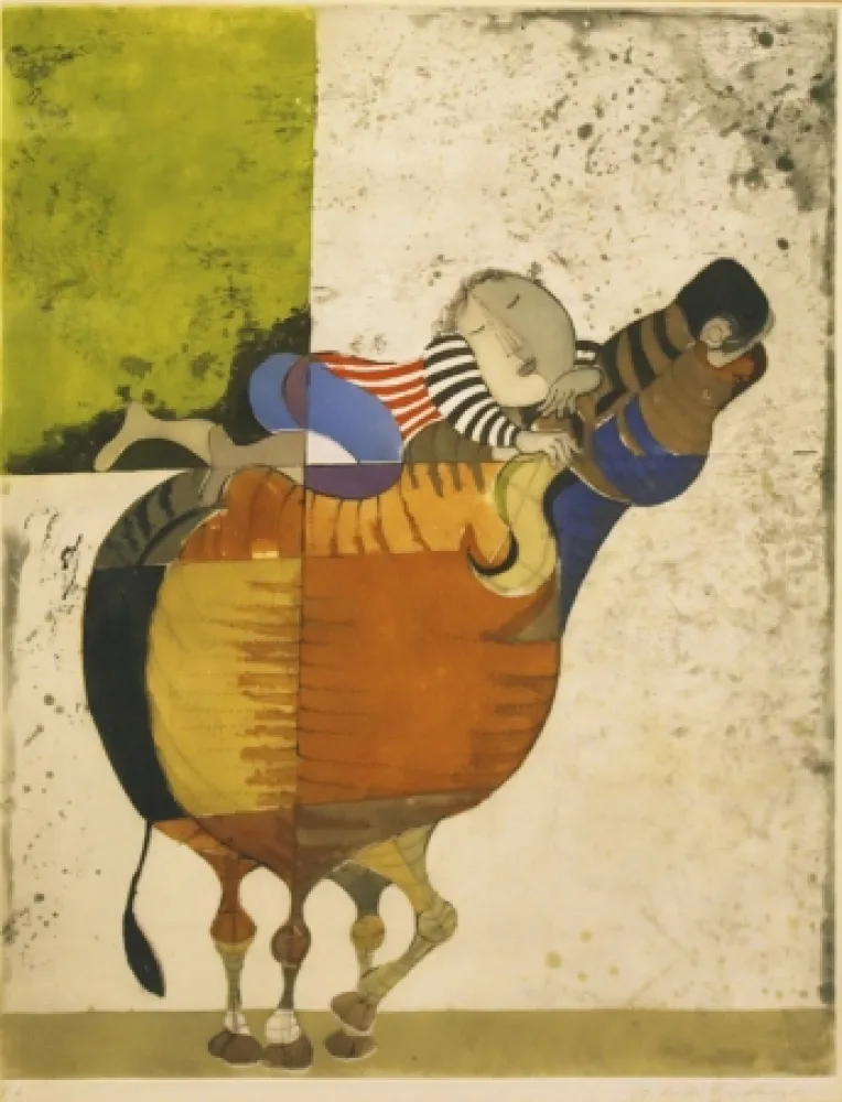 Água-Forte Boulanger - Enfant sur vache