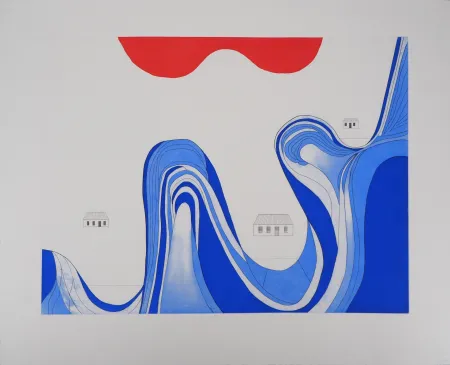 Gravura Bourgeois - Paysage au lac