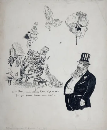 Sem Técnica Boutet - Ben mon vieux frère, si je n'ai que ça pour brosser ma veste..., 1897 - Original drawing (Hand-signed!)