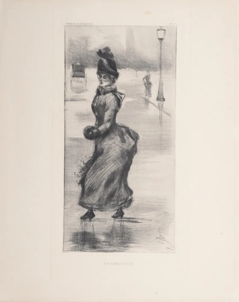 Ponta-Seca Boutet - Femme élégante, Promenade à Paris, c. 1890