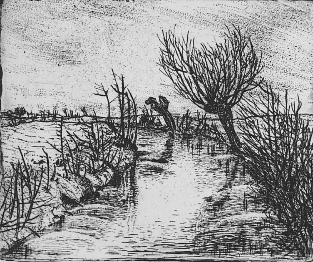 Água-Forte Bozzetti - Il canale d'inverno