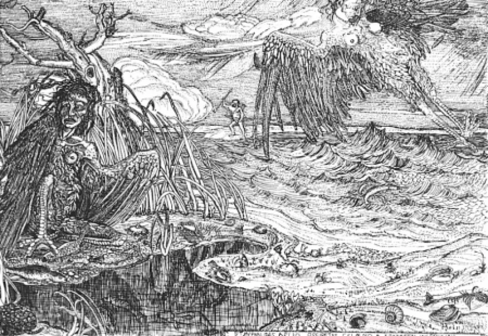 Água-Forte Bozzetti - Le Arpie del lago Stinfalio