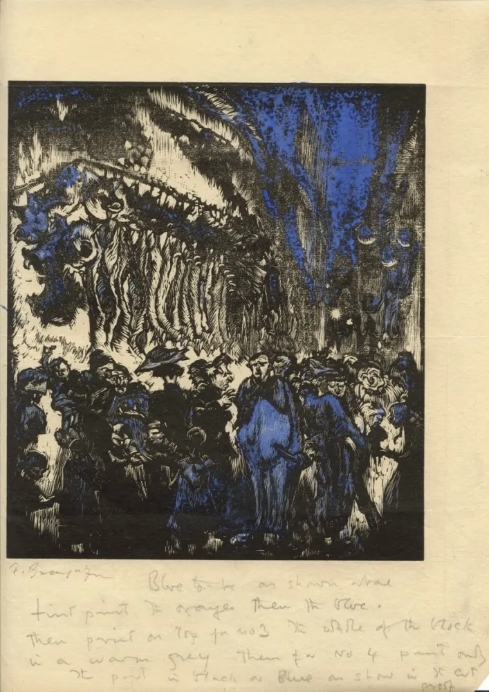 Xilogravura Brangwyn - Street scene