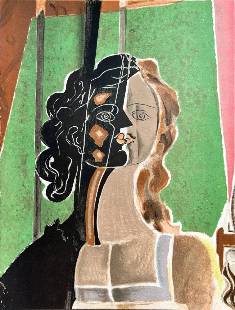 Litografia Braque - Cubist Portrait