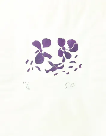 Xilogravura Braque - Fleurs violettes
