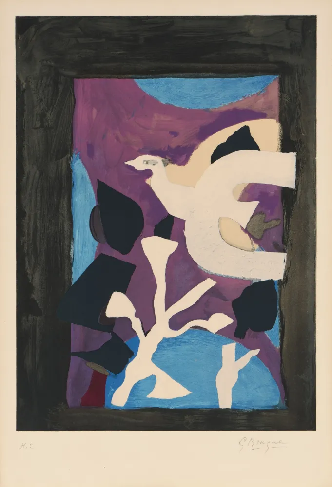 Litografia Braque - Oiseau et Lotus