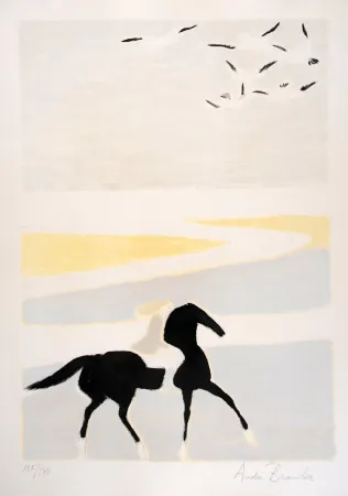 Litografia Brasilier - Cavalière sur la Plage - Rider on the Beach