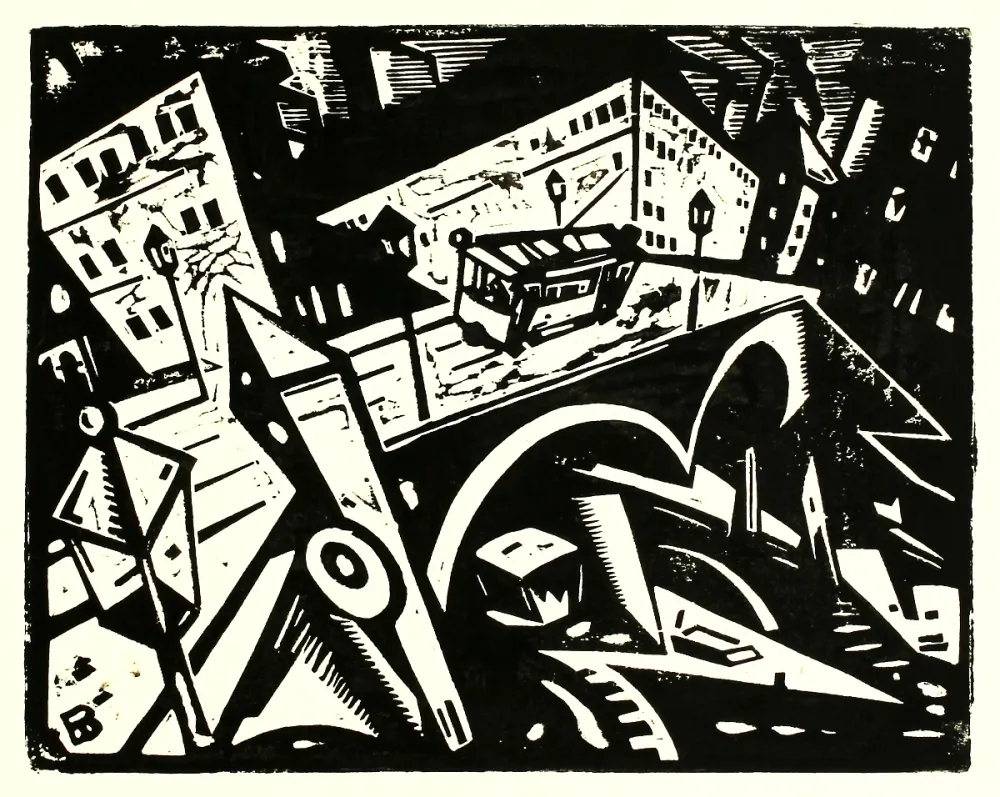 Xilogravura Brass - Lessingbrücke Berlin