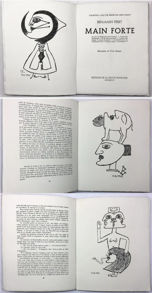 Livro Ilustrado Brauner - Benjamin Péret : MAIN FORTE. Illustrations de Victor Brauner (1946)