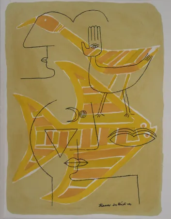 Litografia Brauner - Portrait surréaliste (Traces interstices)