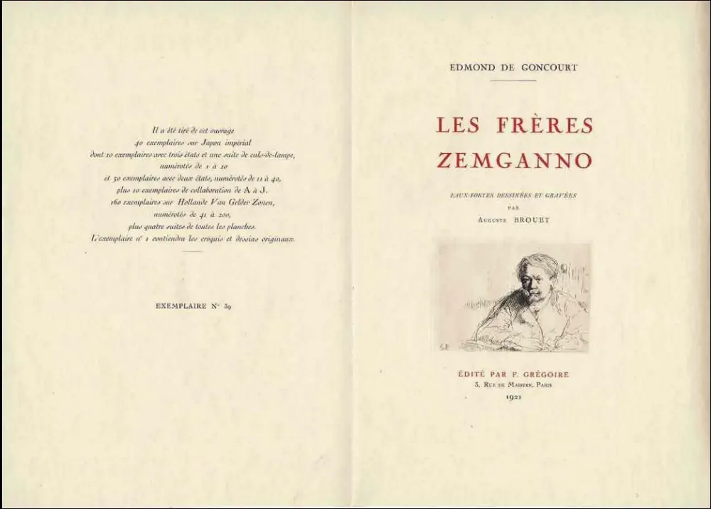 Livro Ilustrado Brouet - Les frères Zemganno. Eaux-fortes dessinées et gravées par Auguste Brouet.