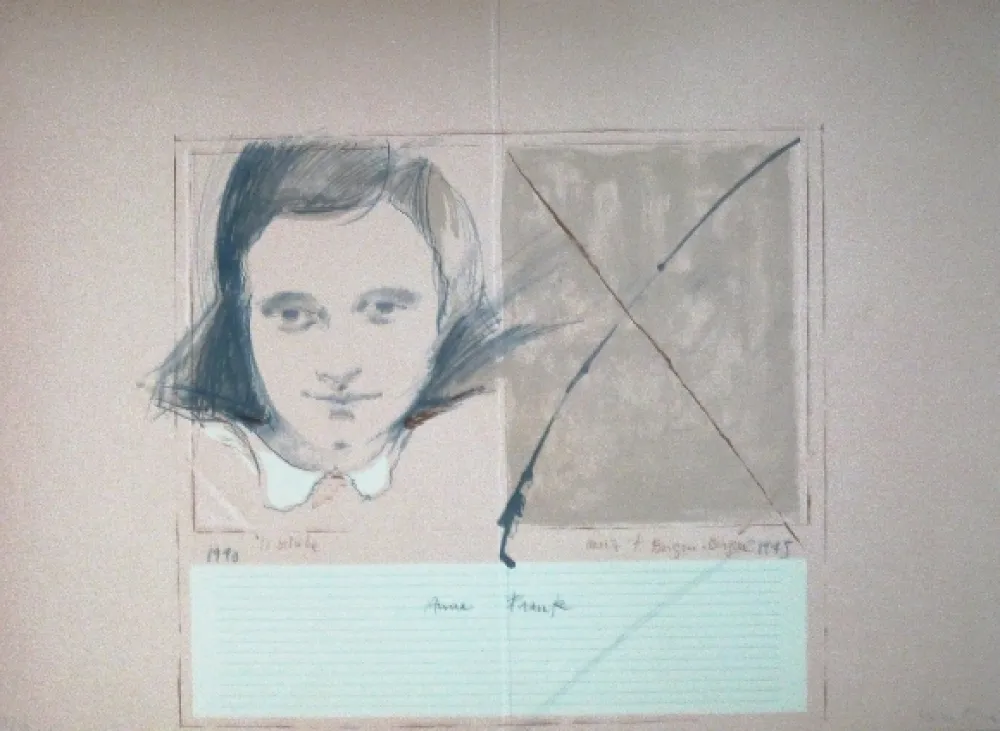 Linogravura Bru - Anne Frank