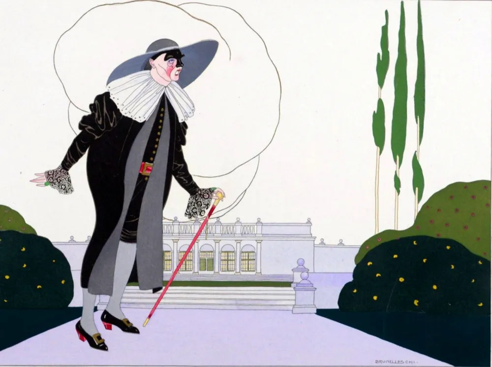 Estêncil Brunelleschi - Le Docteur Ballanzone (de Masques et de la Comédie Italienne - 1914)