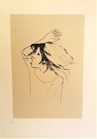 Serigrafia Bueno - Ragazza con braccio alzato