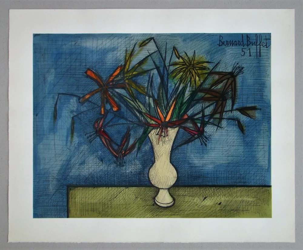 Litografia Buffet - Bouquet de fleurs, 1951