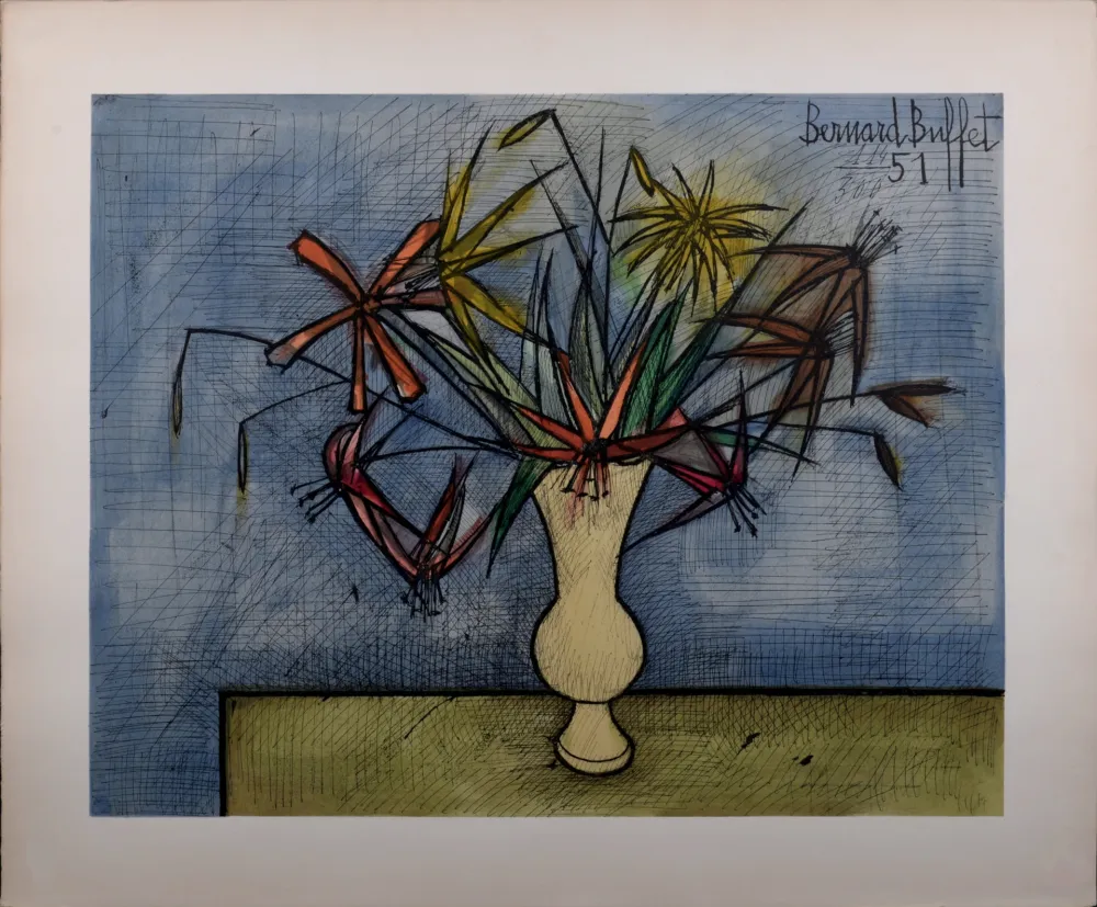 Litografia Buffet - Bouquet de Fleurs, 1960 -  Hand-numbered!