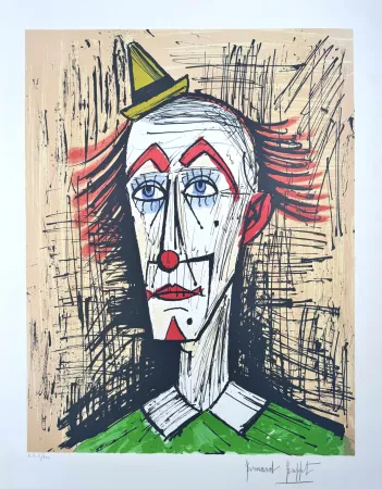 Litografia Buffet - Clown au Petit Chapeau 