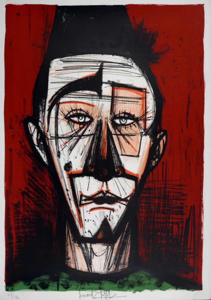 Litografia Buffet - Clown Blanc, 1968 - Hand-signed