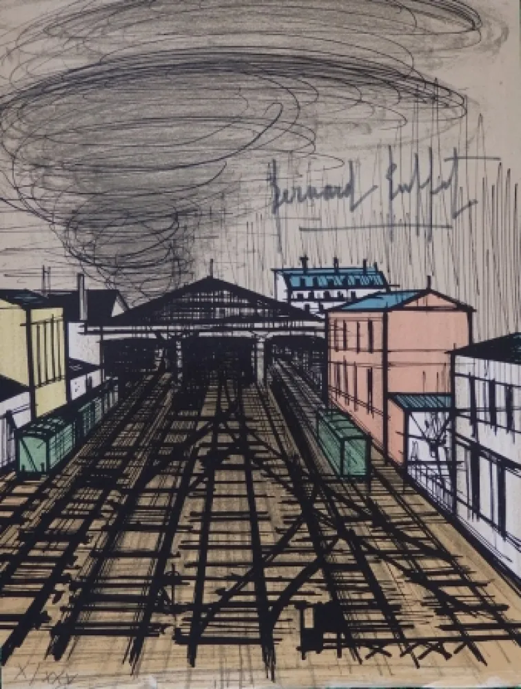 Litografia Buffet - La gare Saint Lazare