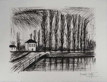 Gravura Buffet - Peupliers au bord de l'eau