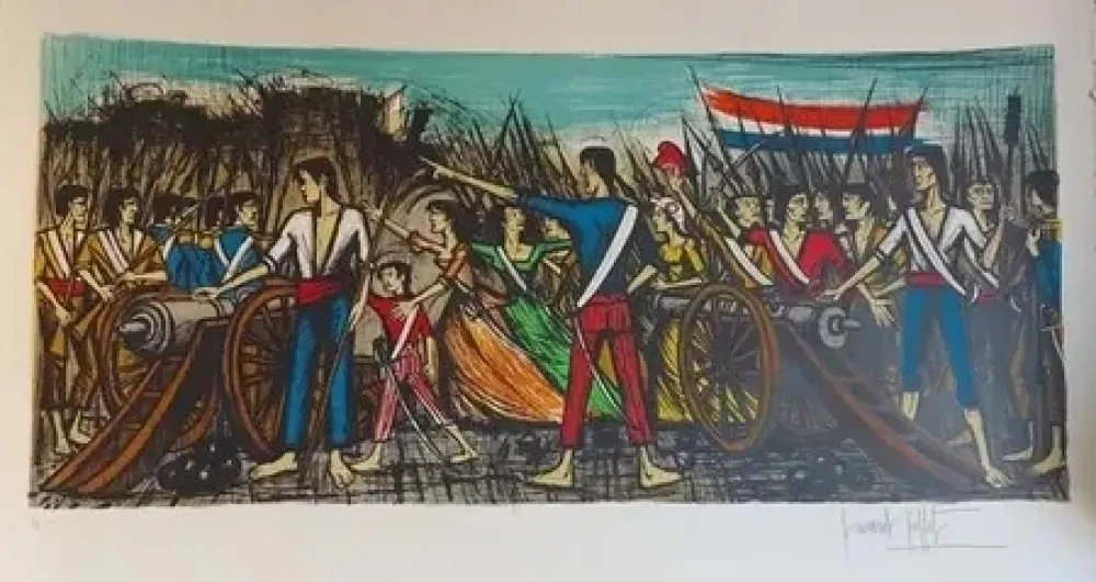 Litografia Buffet - Prise de la bastille 1978