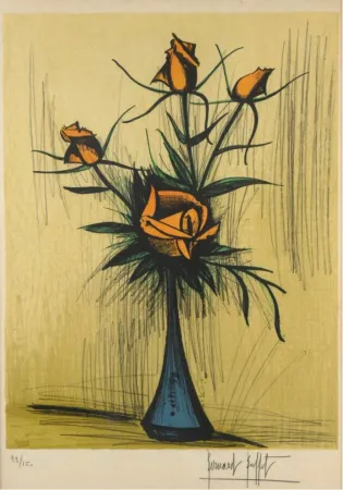 Sem Técnica Buffet - Roses dans un vase bleu. 1979. 