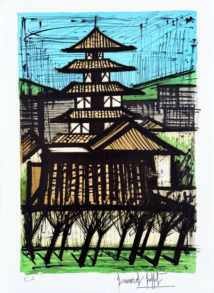 Litografia Buffet - Temple à Kyoto