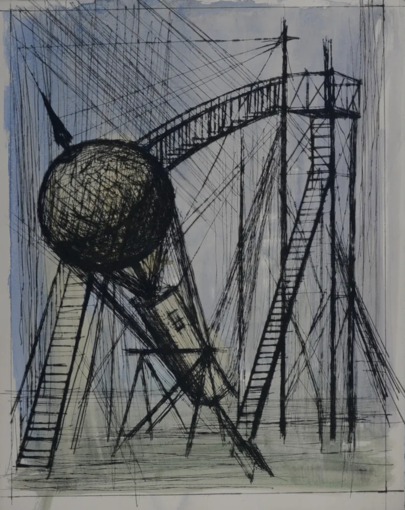 Gravura Buffet - Voyages fantastiques de Cyrano de Bergerac, 1958