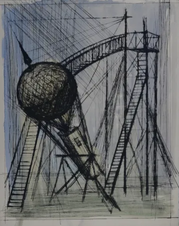 Gravura Buffet - Voyages fantastiques de Cyrano de Bergerac, 1958