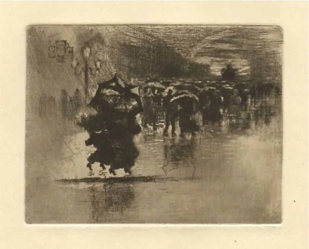 Água-Forte E Água-Tinta Buhot - Le petit enterrement / Sous l'averse