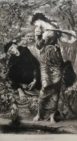 Água-Forte Burne-Jones - The Beguiling of Merlin