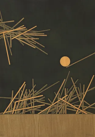 Gravura Bury - Deux groupes de barres vers la droite et un disque