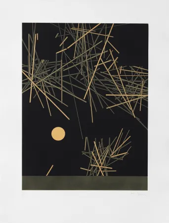 Gravura Bury - Groupe de barres surplombant un petit