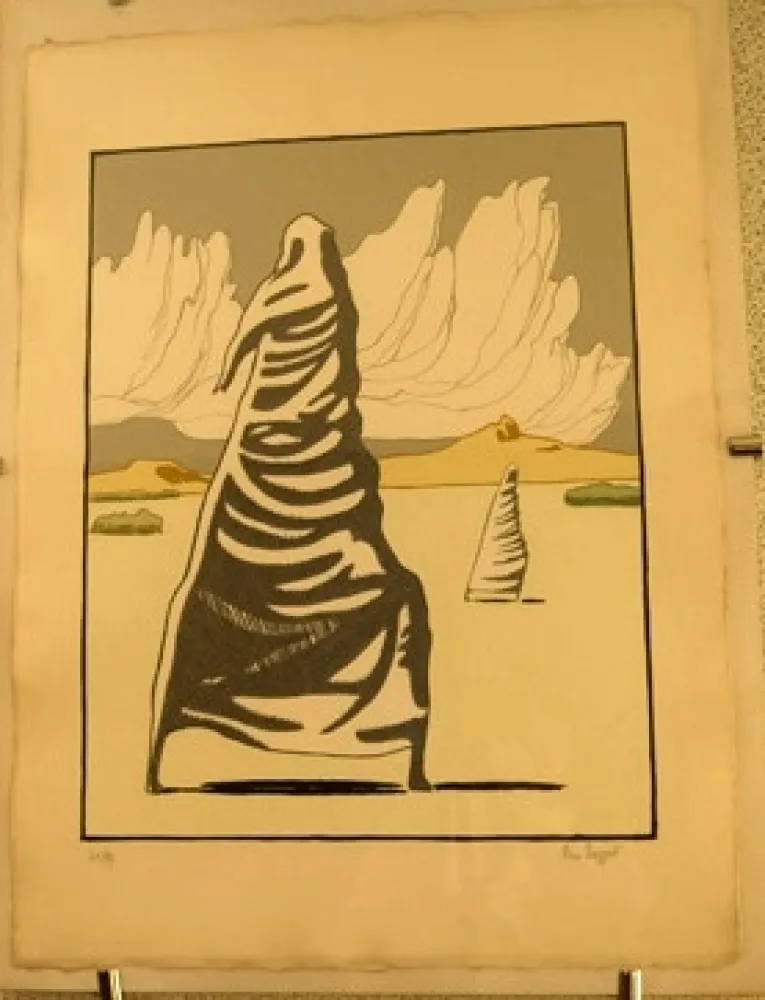 Litografia Buzzati - I maghi d'autunno