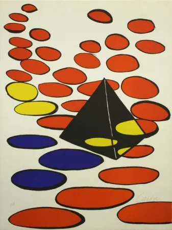 Litografia Calder - BLACK PYRAMID WITH CIRCLE 
