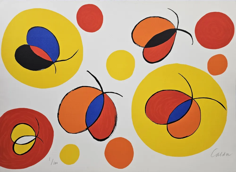 Litografia Calder - Composition with Butterflies