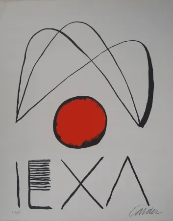 Litografia Calder - IEXA : Strings and Red Ball