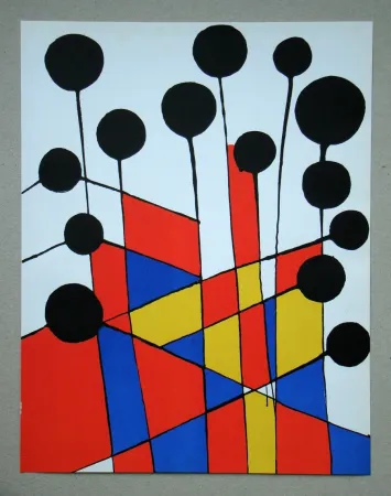 Litografia Calder - Mosaique et ballons noirs
