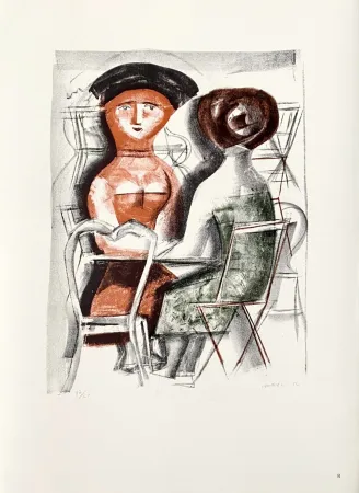 Litografia Campigli (After) - Al Tavolino