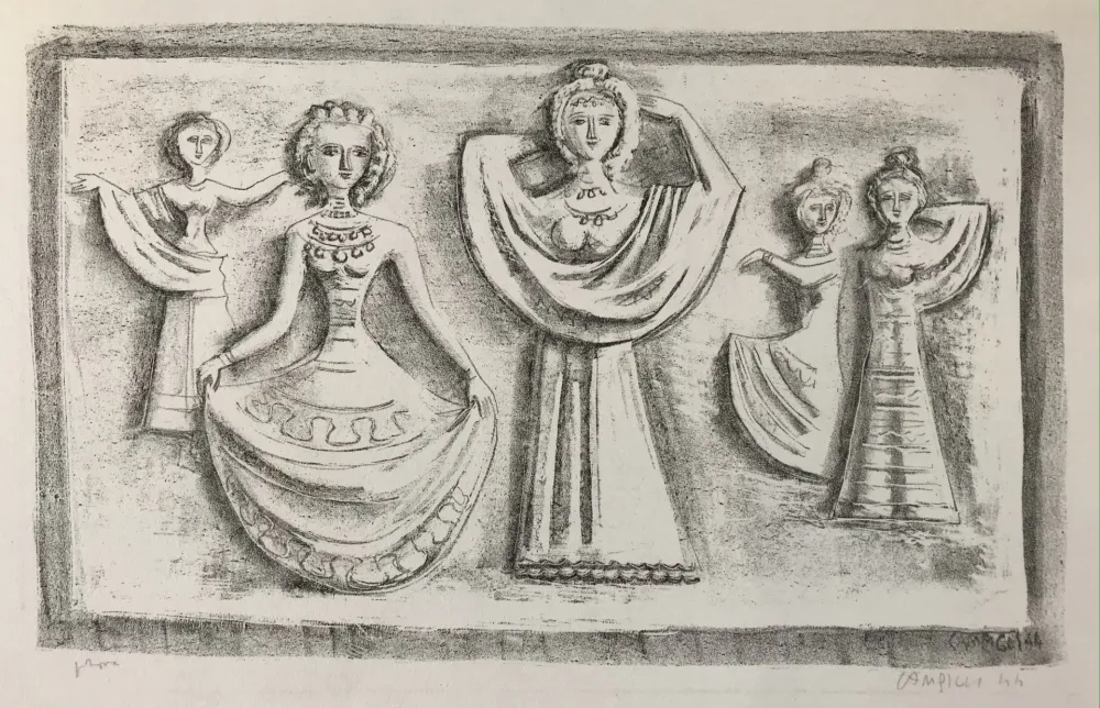 Litografia Campigli - DANZE NOTTURNE